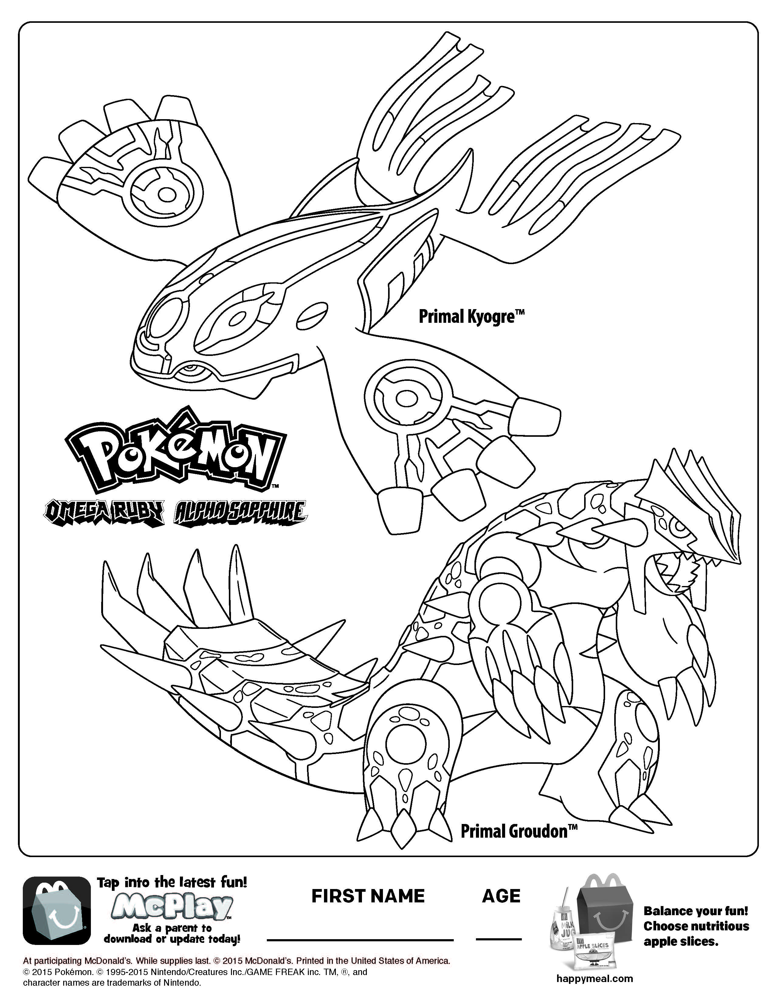 Free McDonalds Happy Meal Pokemon Printable Coloring Page